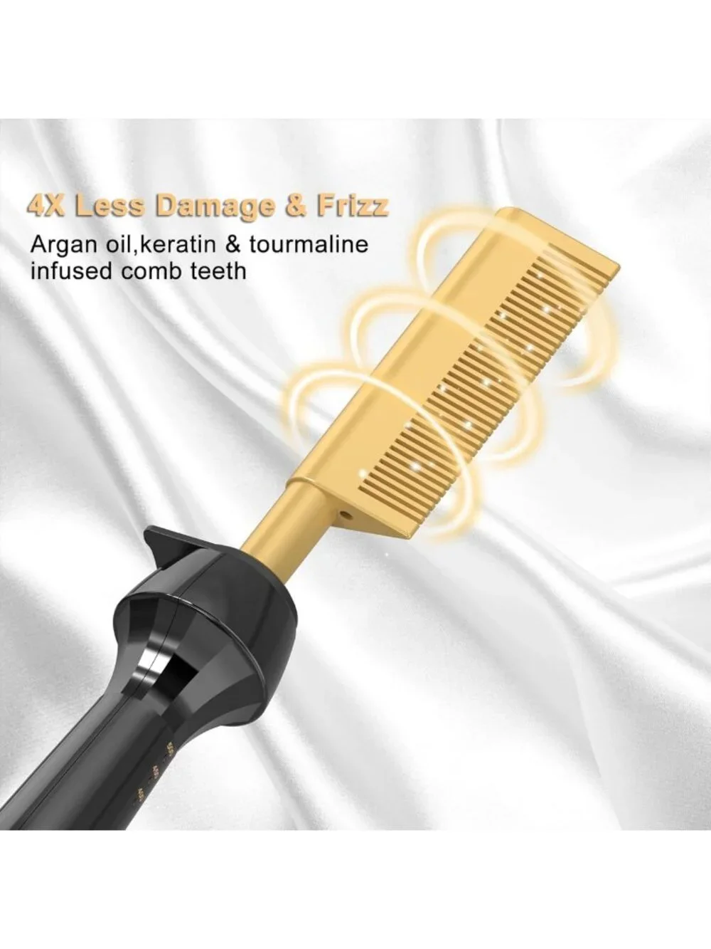 500℉ Hot Comb Straightener for Black Hair - Fast Heating, Auto-Off, Dual Voltage
